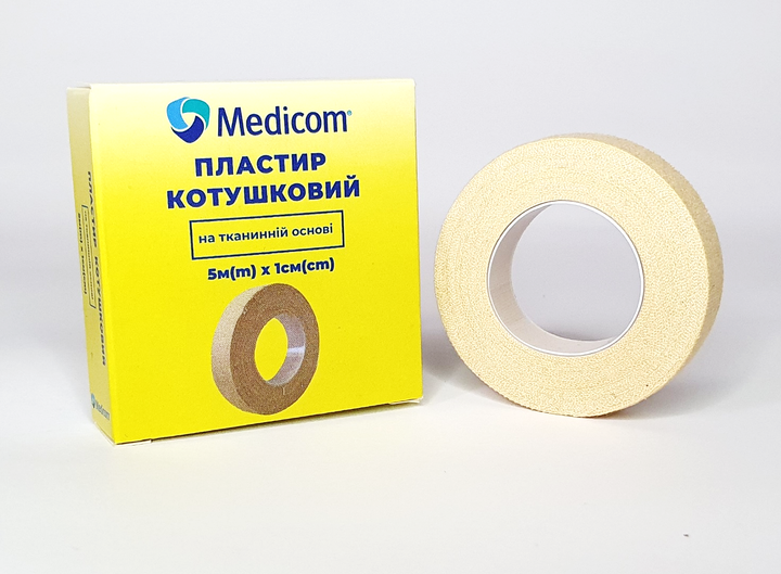 Пластир медичний котушковий MEDICOM® на тканинній основі розмір 5м*1см - зображення 1