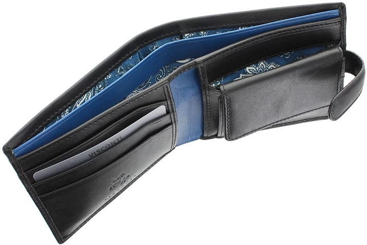 Мужской кожаный кошелек Visconti PM100 - Vincent (black/cobalt) - Фото 3 Мужской кожаный кошелек Visconti PM100 - Vincent (black/cobalt) - изображение 3