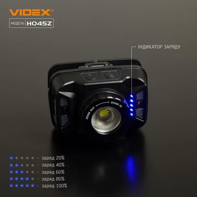 Світлодіодний ліхтар налобний акумуляторний VIDEX VLF-H045Z 270Lm 5000K ліхтарик на голову з акумулятором - зображення 6
