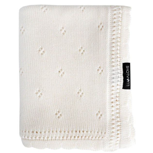 Дитячий ажурний плед для немовлят LullaLove Daisy White Coconut 80x100 см - Фото 1 Дитячий ажурний плед для немовлят LullaLove Daisy White Coconut 80x100 см - изображение 1