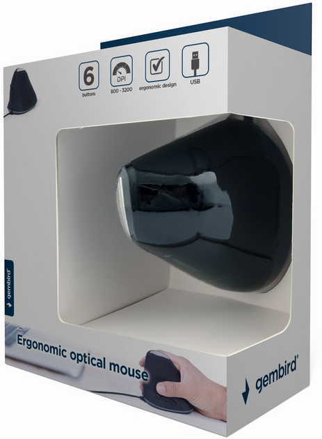 Мышь Gembird MUS-ERGO-03 USB Black - изображение 8