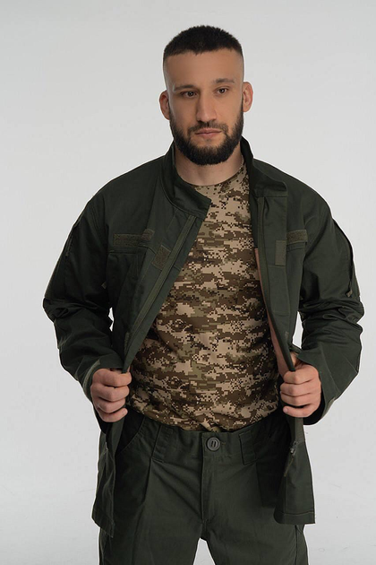 Тактическая военная форма комплект костюм, ( Куртка + Штаны ), Камуфляж " Олива ", Размер: XXXL - изображение 2