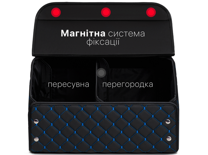 Автомобильный органайзер (саквояж) в багажник Audi/Ауди синий-черный размер M с премиум экокожи 0303M - изображение 2