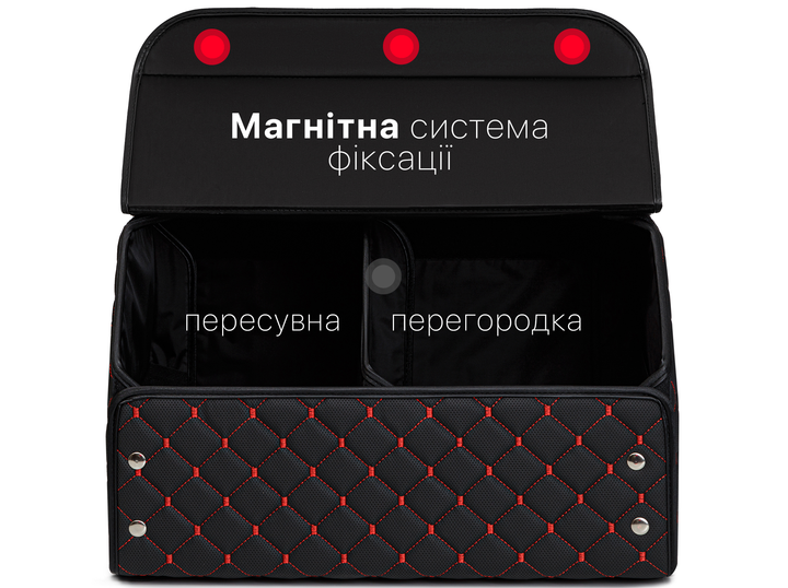 Автомобильный органайзер (саквояж) в багажник Mazda/Мазда красно-черный размер M с премиум экокожи 0256M - изображение 2