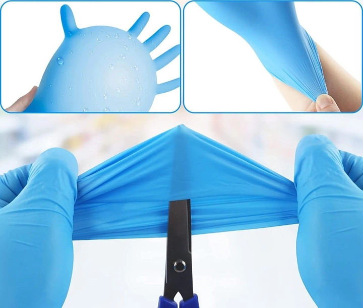 Рукавички нітрилові Medicom SafeTouch® Slim Blue текстуровані без пудри блакитні розмір M (4,2 г.) - зображення 2