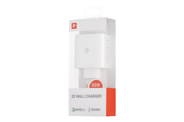 Сітковий ЗП 2Е USB-C Wall Charger GaN 65W, white - зображення 3