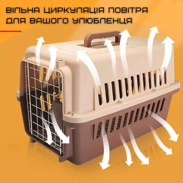 Переноска Для Кошек и Собак Контейнер 48*32*30 см Для Авиа Перевозок Животных с Металлическими Креплениями и Дверью + Замок до 9 кг - изображение 6