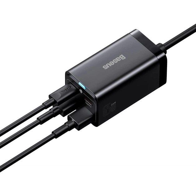 Мережевий зарядний пристрій Baseus GaN3 Pro Desktop Charger 65W + Cable Type-C to Type-C 5A Black (CCGP040101) - Фото 5 Мережевий зарядний пристрій Baseus GaN3 Pro Desktop Charger 65W + Cable Type-C to Type-C 5A Black (CCGP040101) - зображення 5