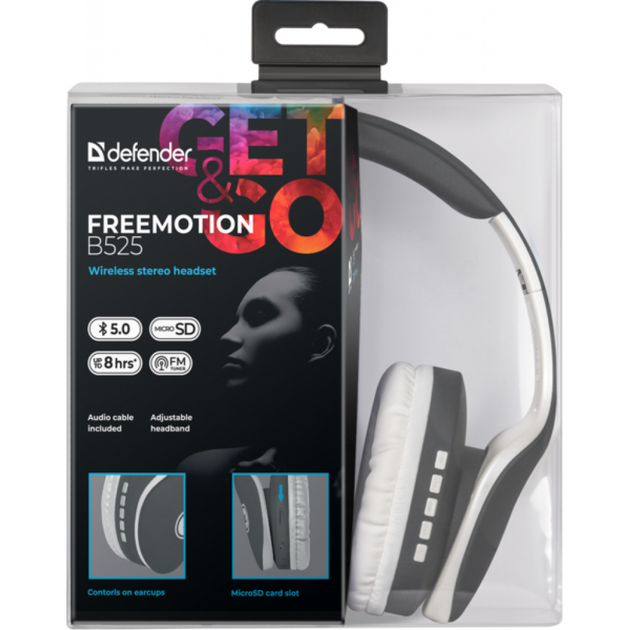 Наушники Defender FreeMotion B525 Bluetooth Gray-White (63527) - изображение 6