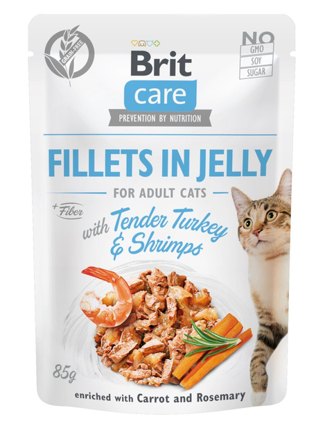 Влажный корм для кошек Brit Care Cat pouch 85 г (индейка с креветками в ...