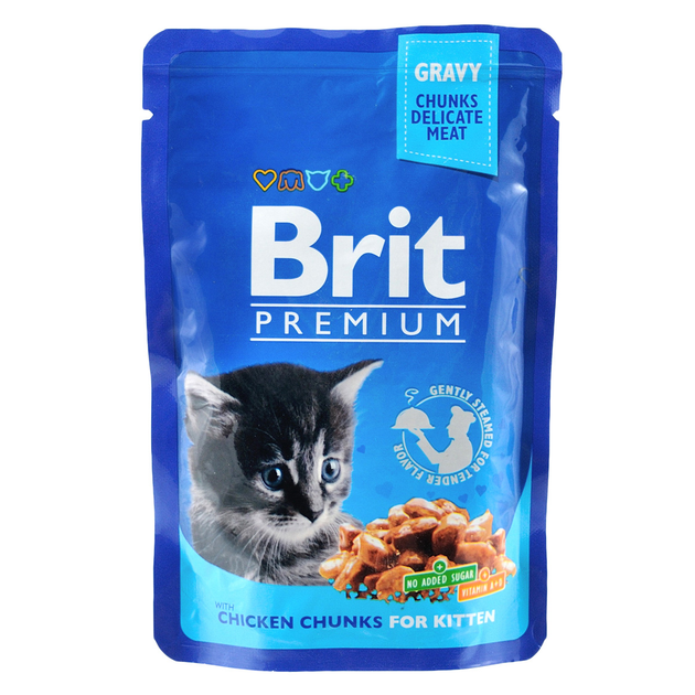Влажный корм для котят Brit Premium Cat pouch пауч с курицей 100 г от ...