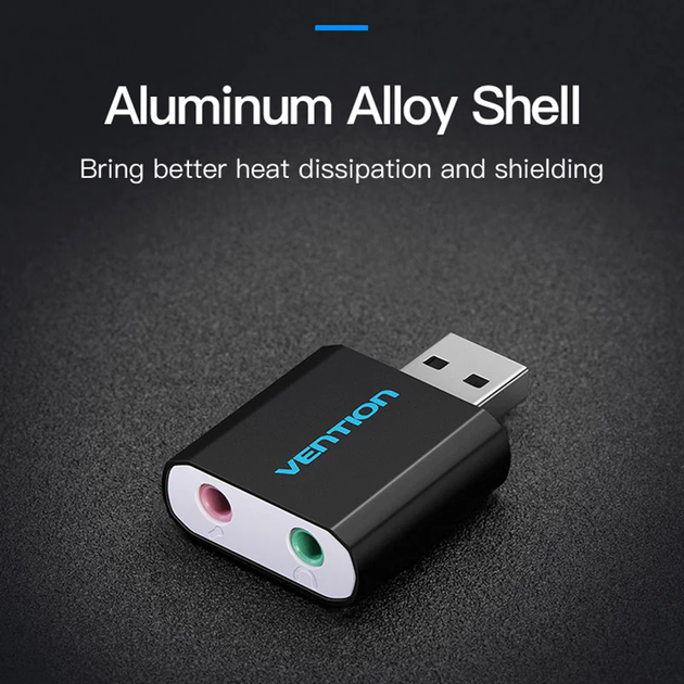 Внешняя звуковая карта Vention USB Sound Card 2.0 Channel, Black (VAB-S17-B) - изображение 4