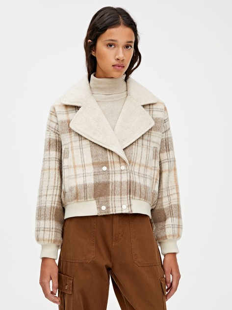 Pull and bear top checked coat