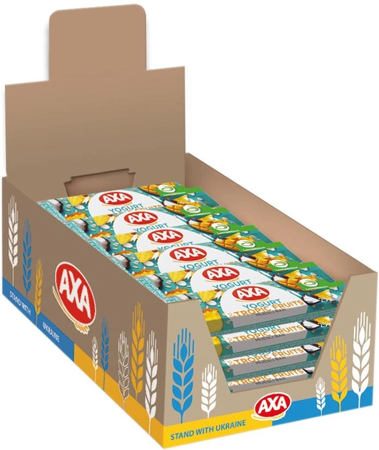 Акція на Упаковка зернових батончиків AXA зі смаком йогурту та тропічними фруктами 25 г х 24 шт. від Rozetka