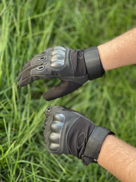 Тактические перчатки полнопалые черные L - изображение 1