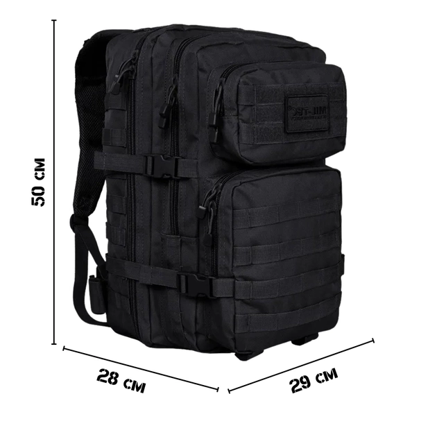 Тактический рюкзак 36 л Черный MIL-TEC Assault 36L Black с системой MOLLE Военный Рюкзак Армейский Штурмовой Водоотталкивающий - изображение 2