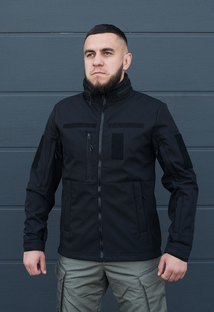 Куртка тактична на блискавці з капюшоном soft shell M garpun black - зображення 1