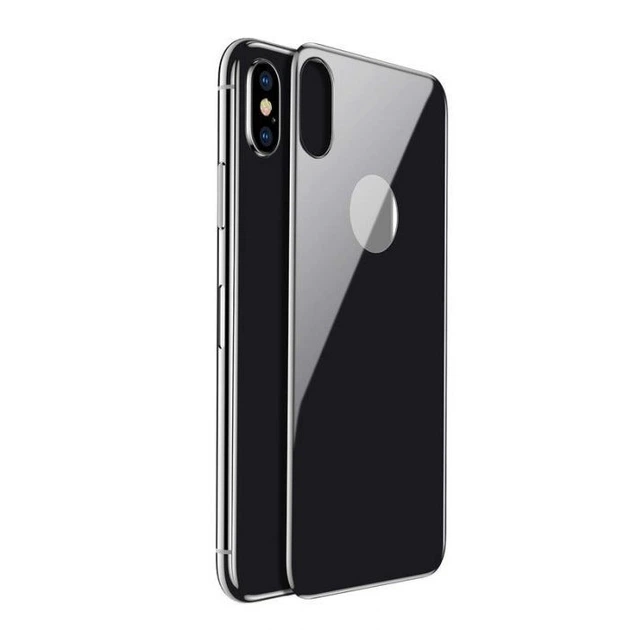 Защитное стекло на заднюю панель Baseus 0.3mm All-coverage Arc-surface Back Tempered Glass Film Space Gray for iPhone X (SGAPIPHX-4D0G) - изображение 1