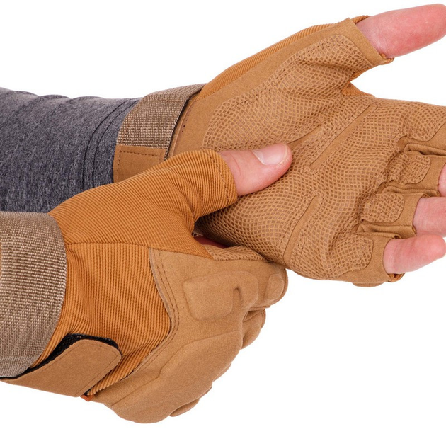 Тактичні рукавички з відкритими пальцями Zelart Blackhawk 4380 розмір XL Khaki - зображення 2