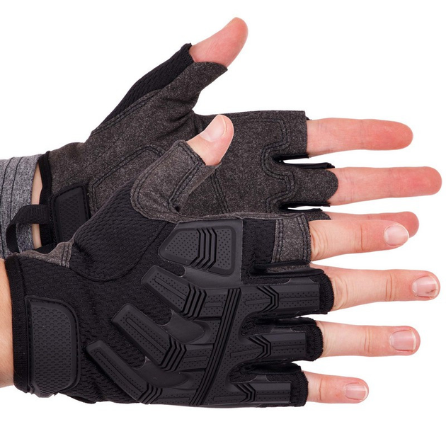 Тактичні рукавички з відкритими пальцями Zelart 8808 розмір L Black - зображення 1
