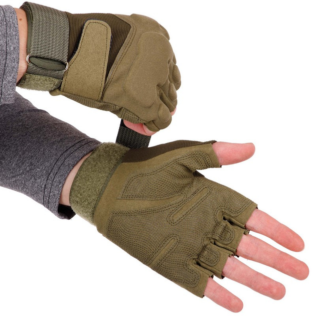 Тактичні рукавички з відкритими пальцями Zelart 8811 розмір M Olive - зображення 2