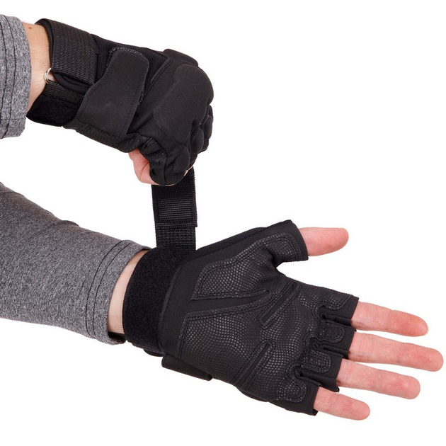 Тактичні рукавички з відкритими пальцями Zelart 8811 розмір L Black - зображення 2