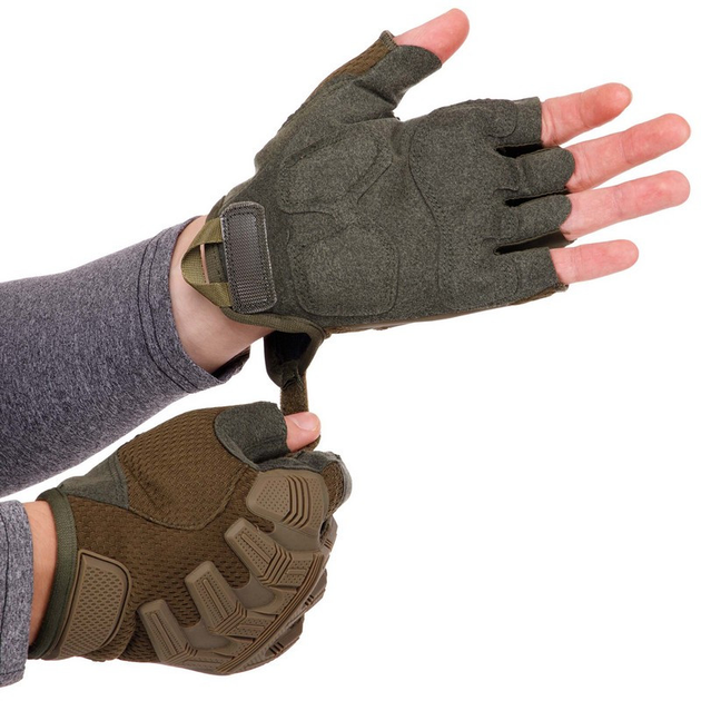 Тактичні рукавички з відкритими пальцями Zelart 8808 розмір L Olive - зображення 2