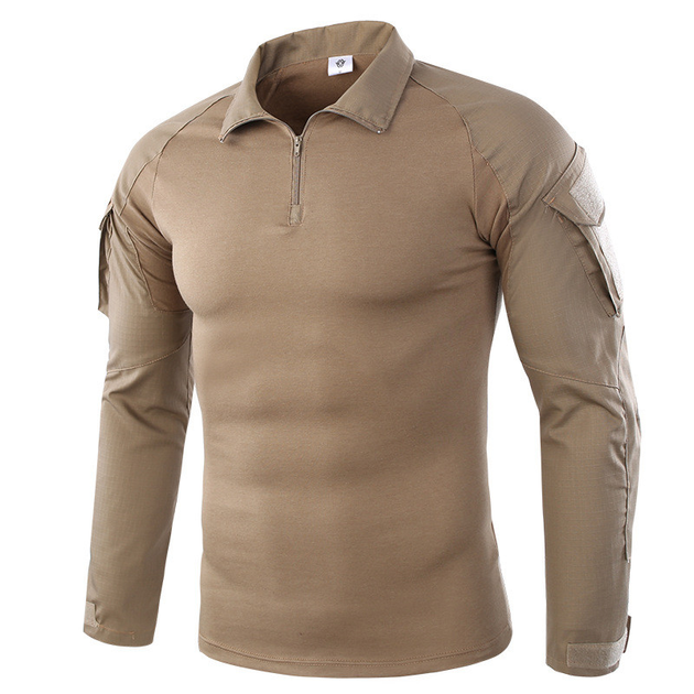 Тактическая рубашка Lesko A655 Sand Khaki XL однотонная мужская рубашка с длинными рукавами - изображение 1
