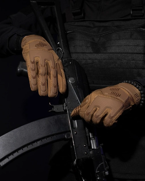 Тактические перчатки с пальцами BEZET Protective M песочные - изображение 2