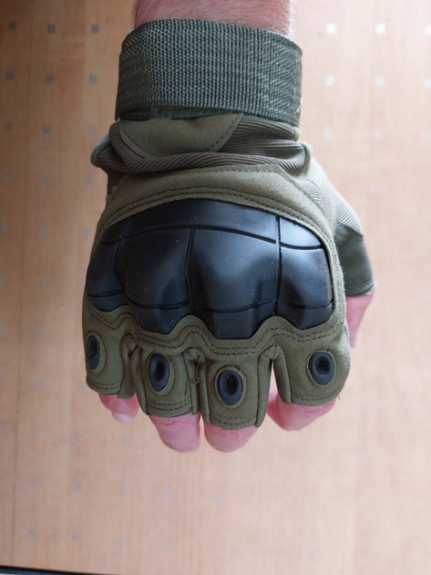 Тактические перчатки военные. Без пальцев. Польша XL Олива (K-0009) - изображение 2