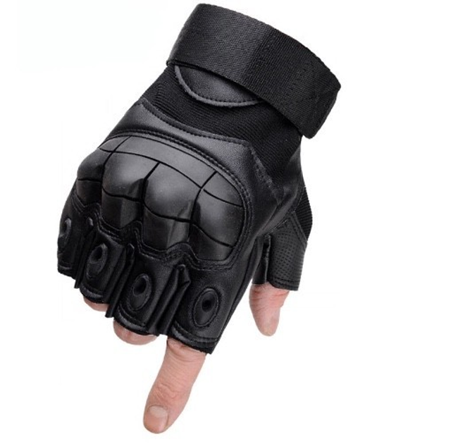 Перчатки тактические черные, беспалые, с мягкой защитой суставов , розмер XL - изображение 1
