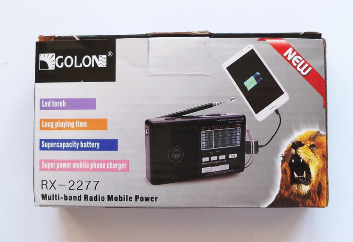 Аккумуляторный портативный радиоприемник Golon RX-2277 FM AM радио колонка с фонариком и USB выходом Черно-серебристый (DU007) - изображение 5