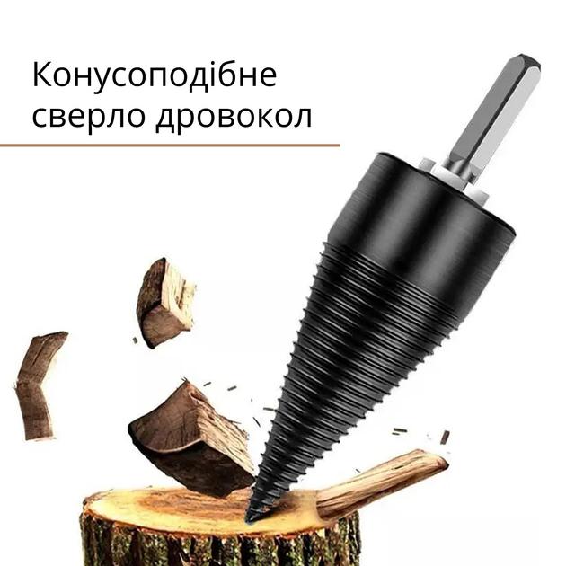 Конусное сверло дровокол (винтовой колун) для раскалывания бревен ...
