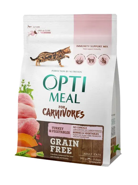 Сухой корм для кошек Optimeal беззерновой с индейкой и овощами 300 г ...