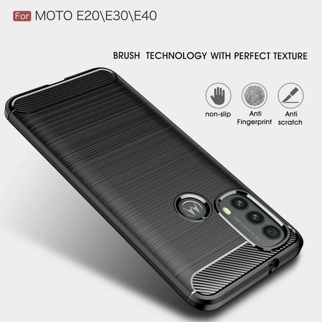 Чехол Carbon для Motorola Moto E20 / E40 бампер противоударный Black - Фото 5 Чехол Carbon для Motorola Moto E20 / E40 бампер противоударный Black - изображение 5