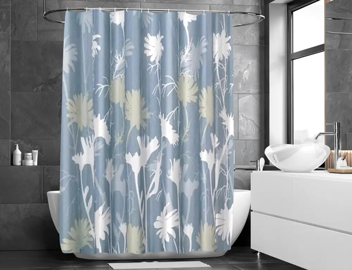 Шторка - занавеска для ванной WOKO Fiori Blu с кольцами 180x180 – фото ...