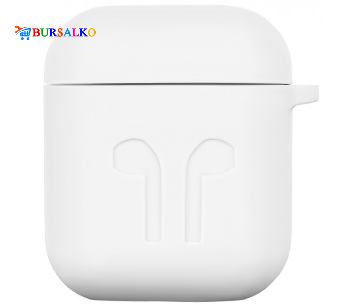 Силиконовый чехол Silicon Case для Airpods беспроводных наушников универсальный с карабином для зарядного кейса толщина 1.5 мм белый (8011BS) - Фото 2 Силиконовый чехол Silicon Case для Airpods беспроводных наушников универсальный с карабином для зарядного кейса толщина 1.5 мм белый (8011BS) - изображение 2