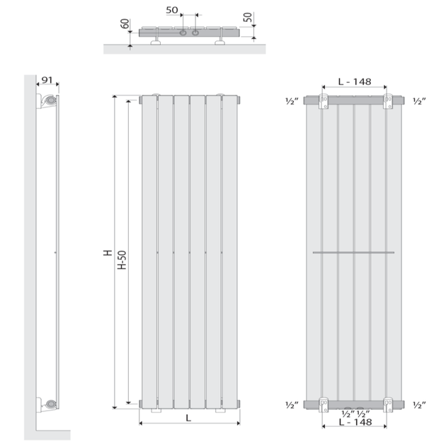 Дизайнерський вертикальний радіатор Stelrad Horta Vertical 2000x798 - зображення 3