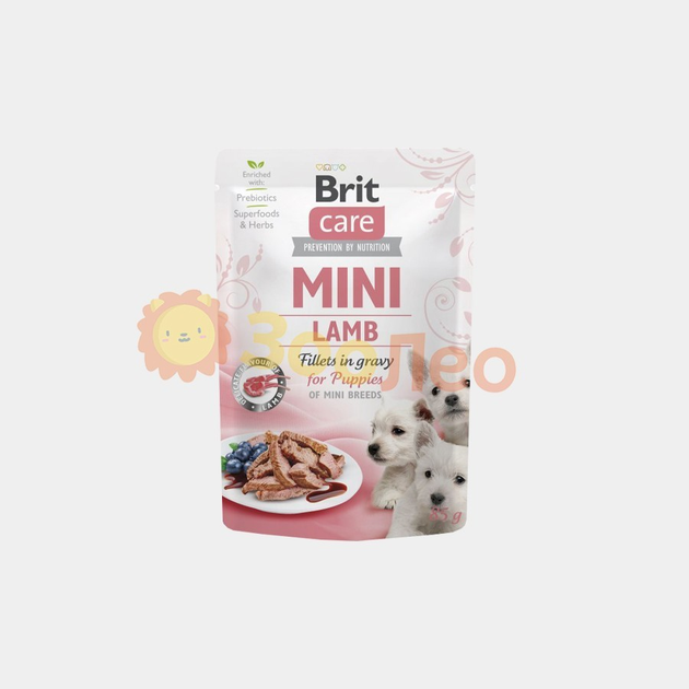 Влажный корм для щенков Brit Care Mini pouch, филе в соусе янгенок, 85 ...