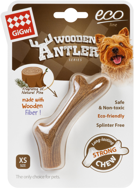 Игрушка для собак GiGwi Рог жевательный Wooden Antler XS Коричневый ...