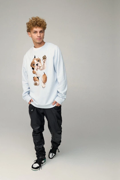 Світшот чоловічий OVERSIZE /no flis/ M Світло блакитний (BSMPS30058) - изображение 2
