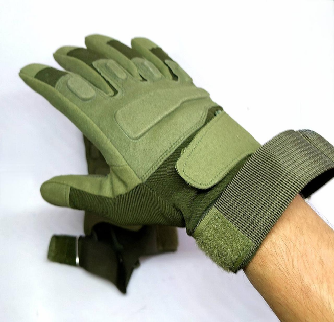 Перчатки тактические военные уличные М 20см зеленый - изображение 1