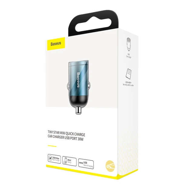 Автомобільний зарядний пристрій Baseus Tiny Star Mini QC 3.0 30W USB, 5A Блакитний - зображення 7