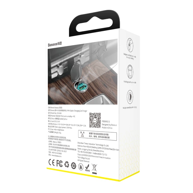 Автомобільний зарядний пристрій Baseus Tiny Star Mini QC 3.0 30W USB, 5A Блакитний - зображення 8