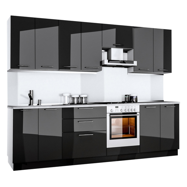 Кухня Bianca (Miromark) набор 2,6 м Черный Глянец + столешница 28мм ...