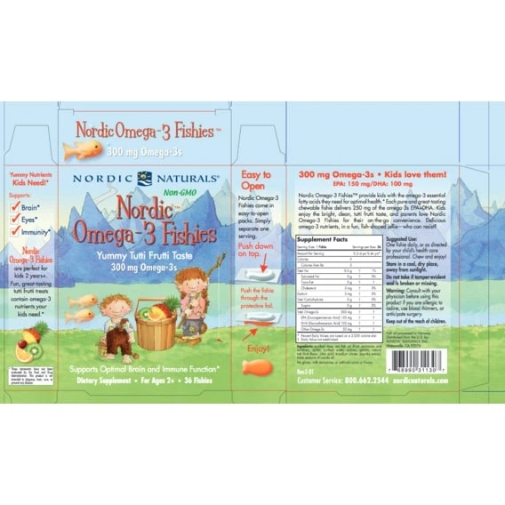 Омега 3 Nordic Naturals Nordic Omega-3 Fishies 300 mg 36 Fishies Gummies Tutti Frutti Taste (000002723) - зображення 2