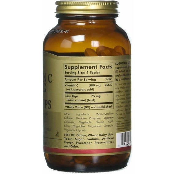 Витамин C Solgar Vitamin C with Rose Hips 500 mg 100 Tabs - изображение 3