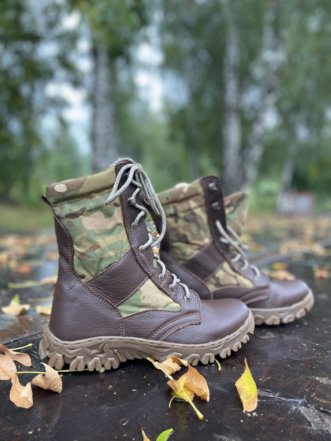 Берцы осенние облегченные, обувь для военных KROK BО1, 45 размер, коричневые, 01.45 - изображение 1