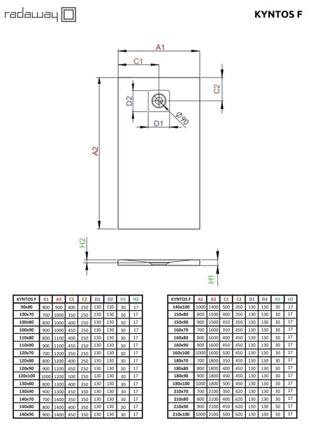 Душевой поддон RADAWAY Kyntos F 100x90 HKF10090-04 - изображение 2
