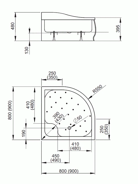 Душовий піддон RADAWAY Korfu A 90x90 4S99400-03 - Фото 2 Душовий піддон RADAWAY Korfu A 90x90 4S99400-03 - зображення 2